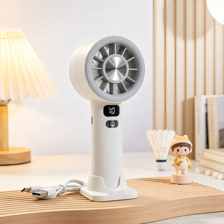 Portable Handheld Fan with Precise Speed Control and LED Display Bowlift