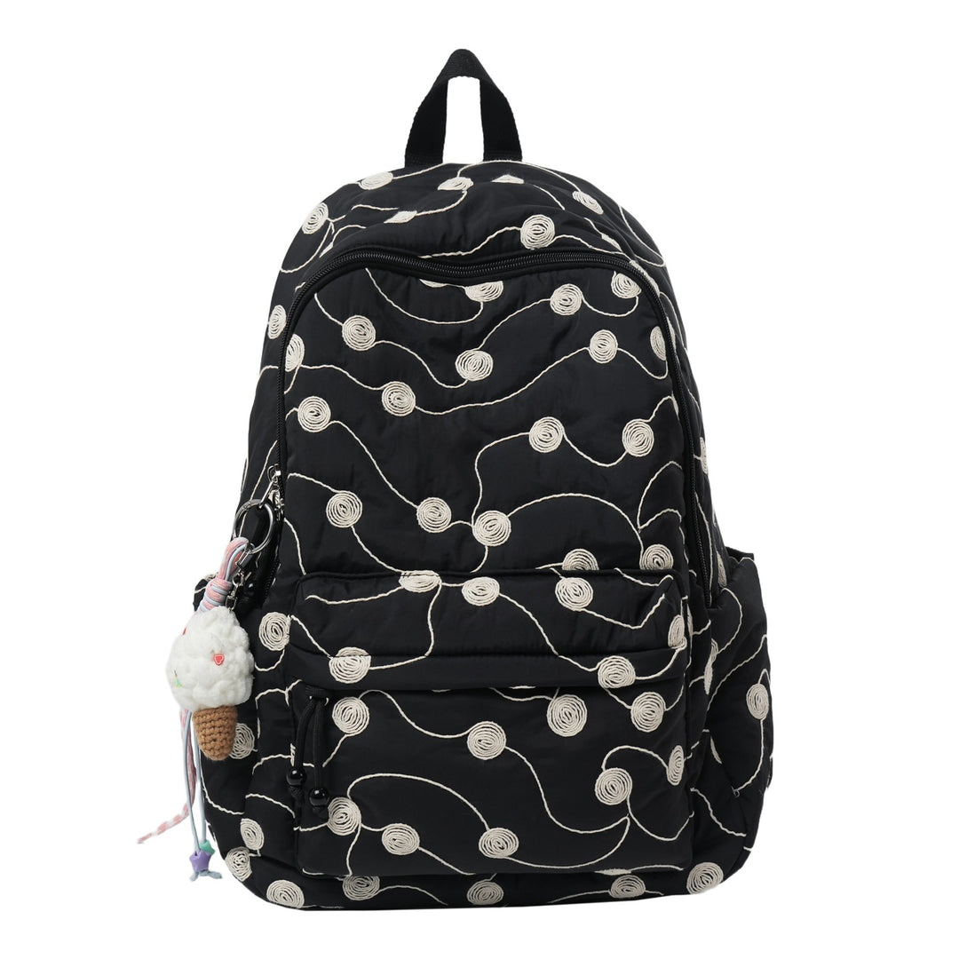 Quilted Embroidered Backpack
