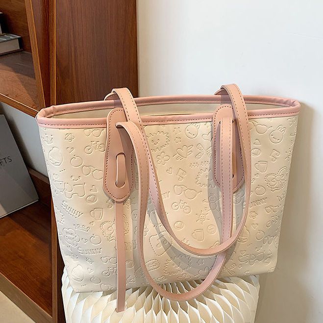 Embossed Pattern Shoulder Tote Bowlift