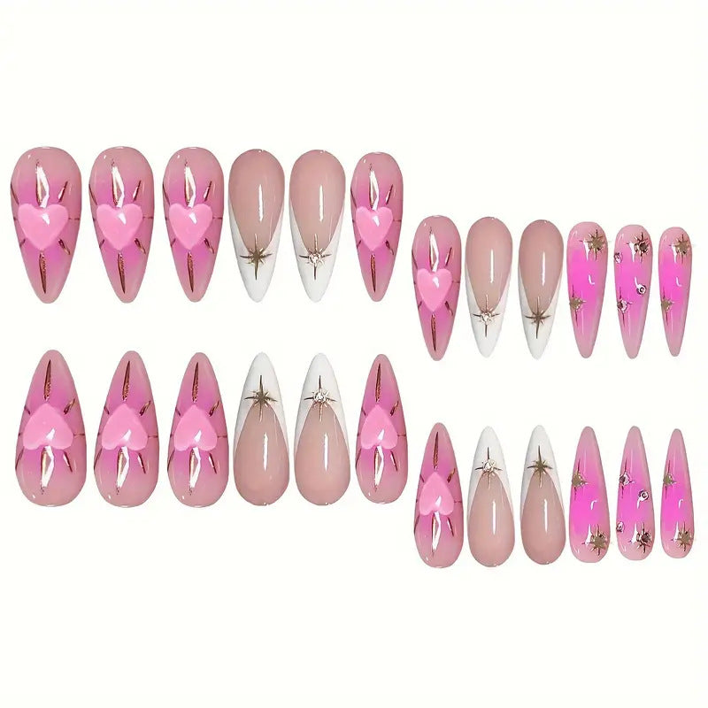 Heart-Embellished Stiletto Press-On Nails Bowlift