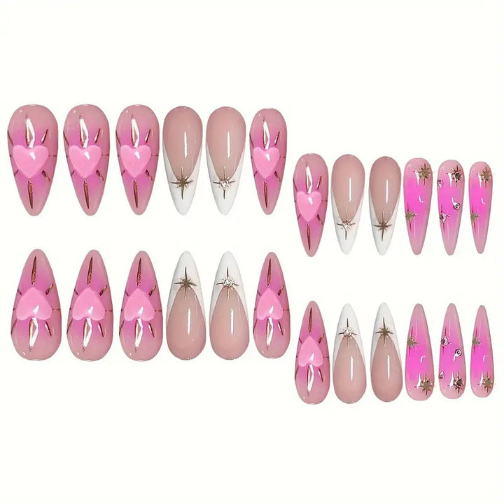 Heart-Embellished Stiletto Press-On Nails Bowlift