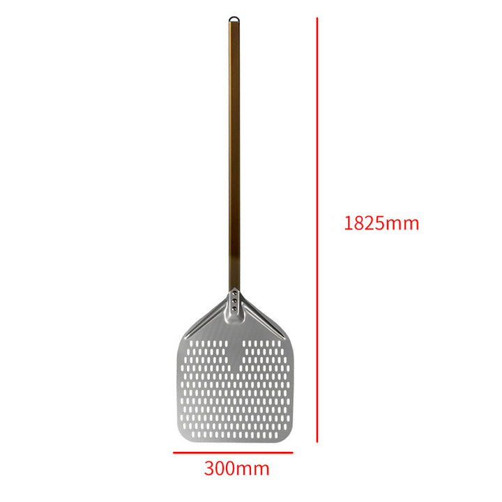 perforated aluminum pizza peel with extra-long ergonomic handle Bowlift