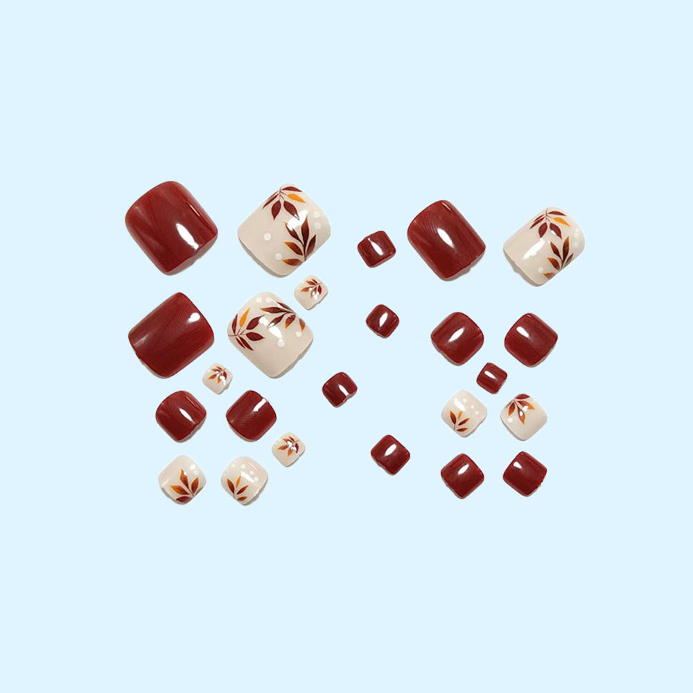 Nail art with elegant leaf designs Bowlift