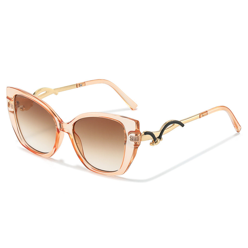 Oversized Geometric Cat-Eye Sunglasses with Gold Accents Bowlift