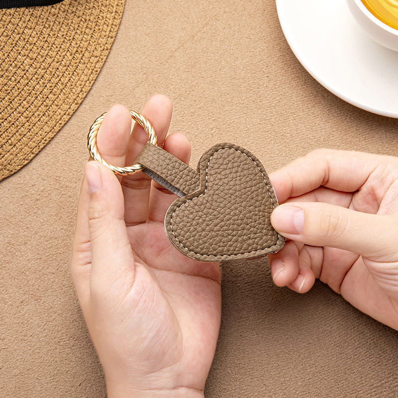 Heart-Shaped Leather Keychain Bowlift
