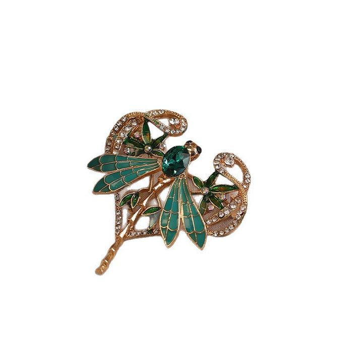 Exquisite Dragonfly Brooch with Sparkling Crystals Bowlift