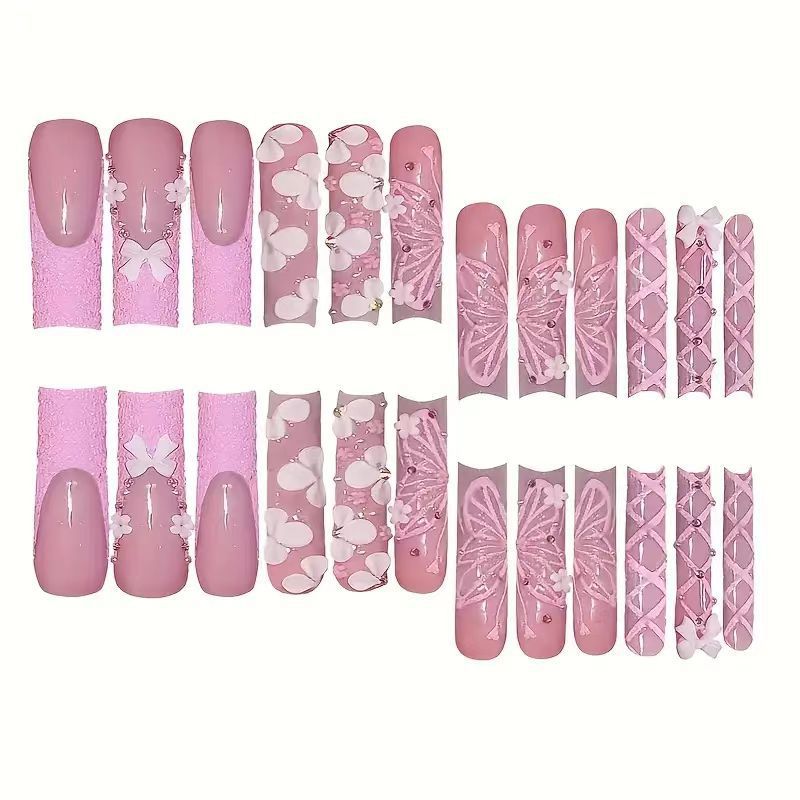 Artistic Floral Press-On Nail Design Bowlift
