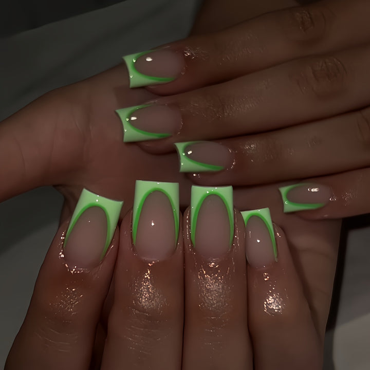 Neon French Tip Press-On Nails Bowlift