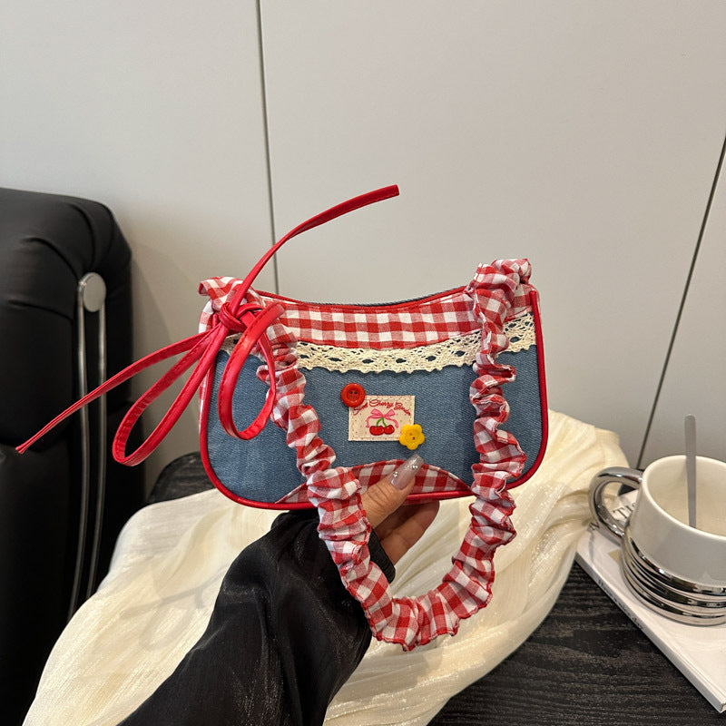 Retro Gingham Mini Crossbody Bag Bowlift