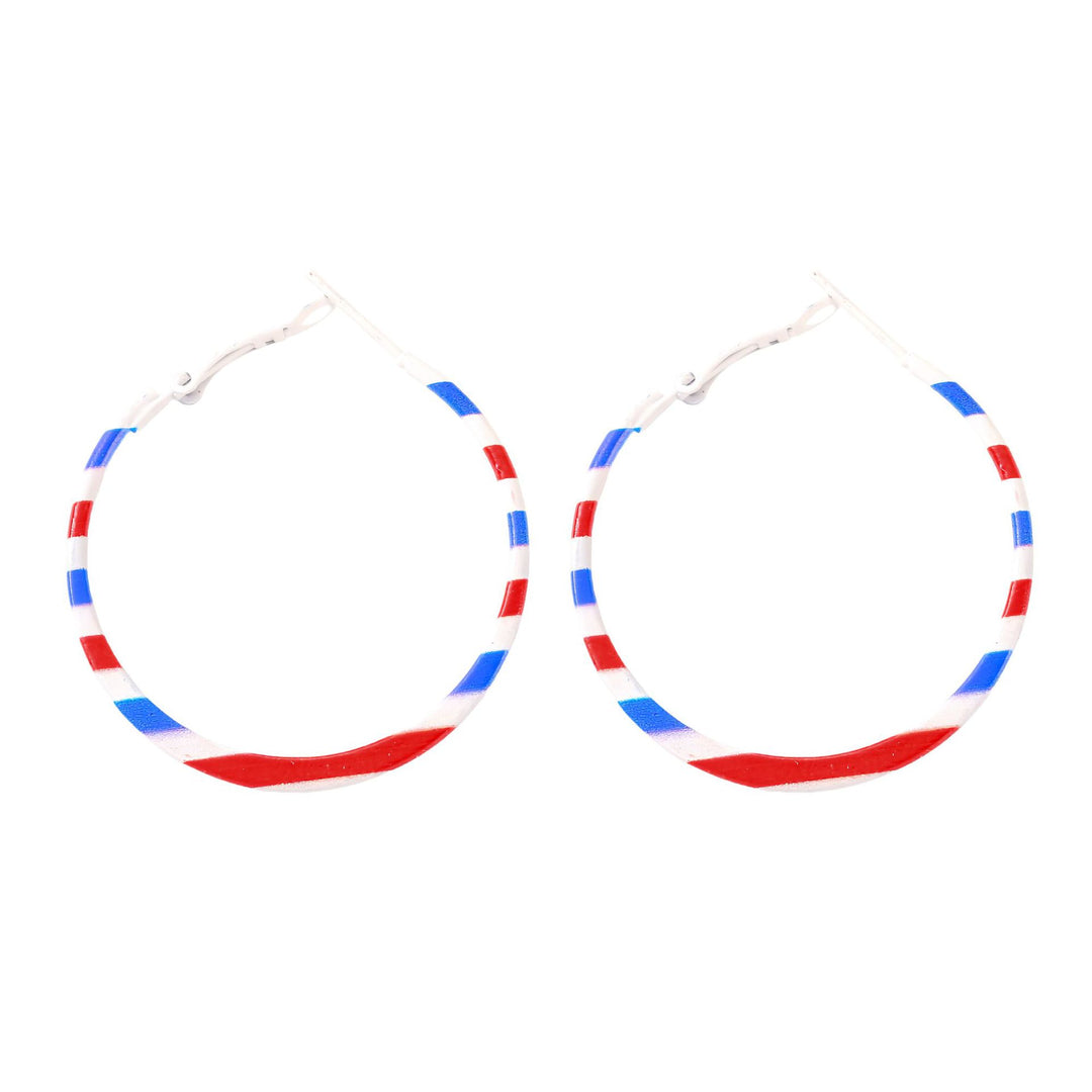 Ladies enamel earrings horseshoe with star stripe motif Bowlift