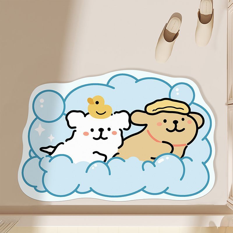 Playful Cartoon Theme Bath Mat Bowlift