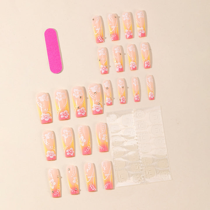 Floral-Themed Acrylic Nail Art Extensions Bowlift