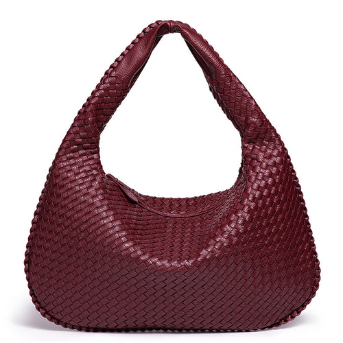 Handcrafted Woven Leather Hobo Bag Bowlift
