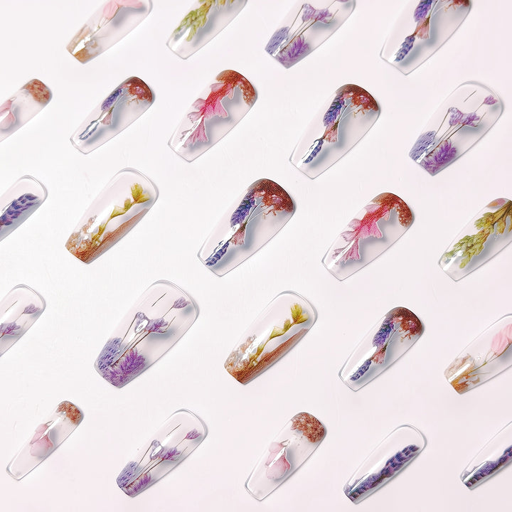 Floral Dipped Nail Art Bowlift