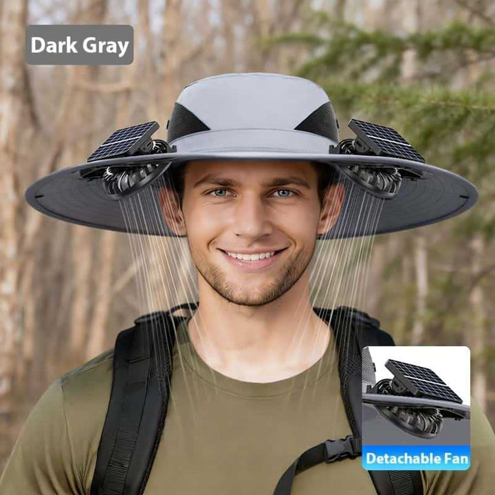 UV-Protect-Sun Hat with removable face and neck protection, integrated solar fan and breathable mesh Bowlift