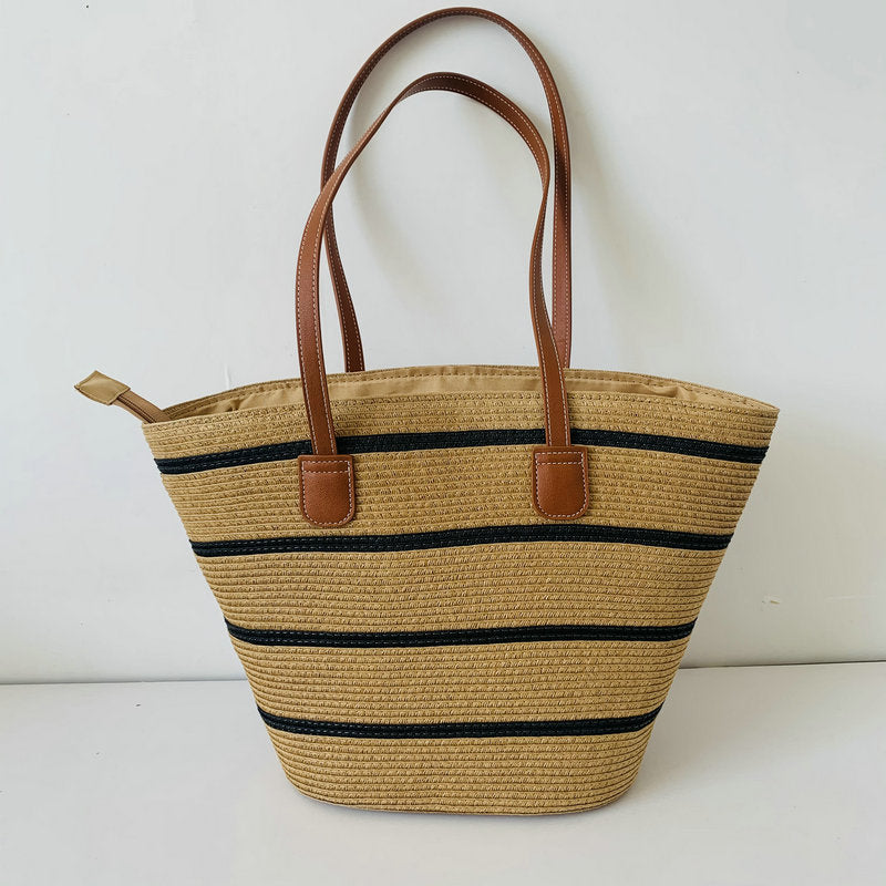 Trendy Basket Bag with Elegant Leather Accents Bowlift