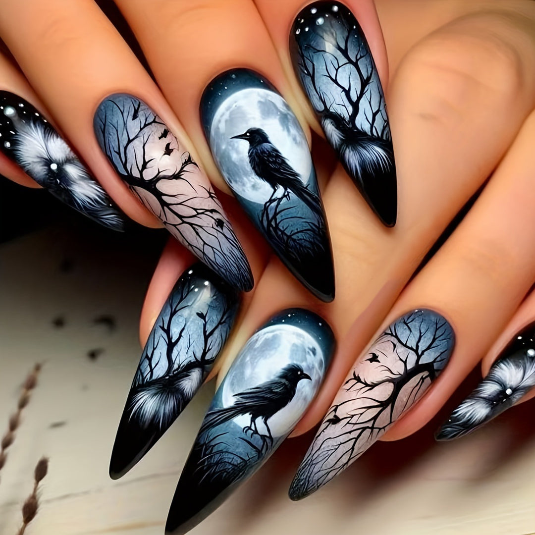 Artistic Midnight Theme Nail Art Bowlift
