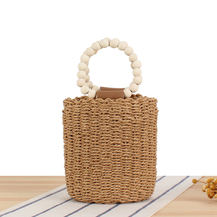 Trendy Handbag with Wooden Bead Handle Bowlift