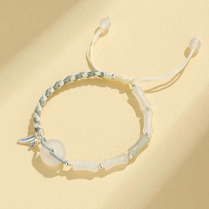 Adjustable Gemstone and Leaf Charm Bracelet Bowlift