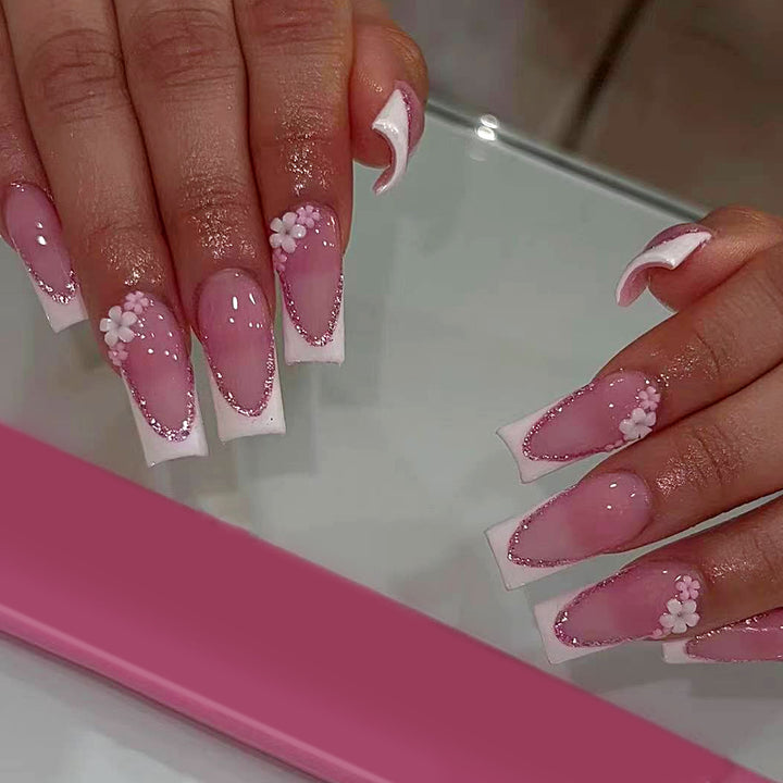 Elegant artificial nails with floral design Bowlift