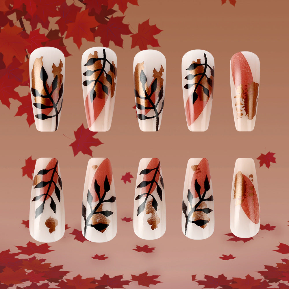 Artistic Autumn Leaf Press-On Nails Bowlift