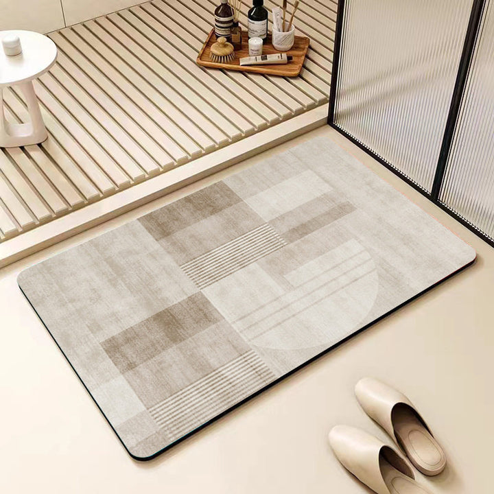 Non-Slip Geometric Pattern Bathroom Mat Bowlift