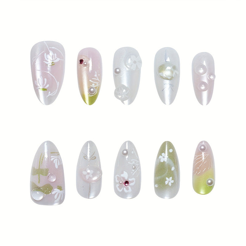 Floral Elegance Press-On Nail Set Bowlift
