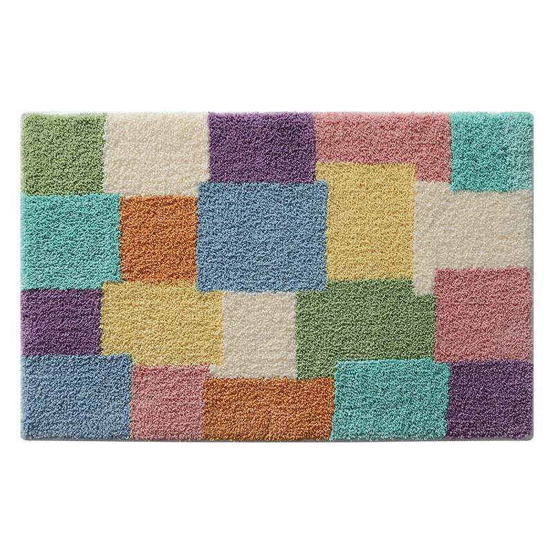 Textured Geometric Bath Rug Bowlift