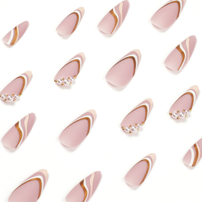 Artistic stiletto nails with elegant wave design Bowlift