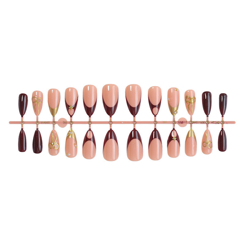 Artificial nail set with luxurious glossy design and creative accents Bowlift