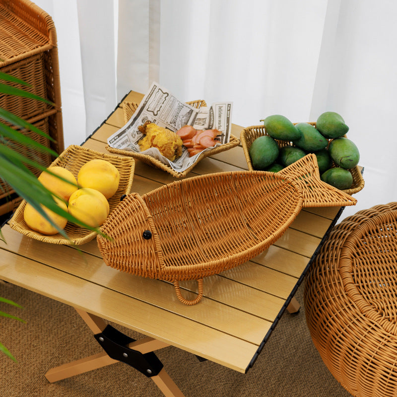 Decorative Woven Fish-Shaped Basket Bowlift
