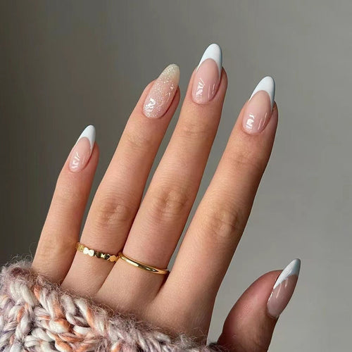 Artistic Nail Extensions with Elegant French Tip Bowlift