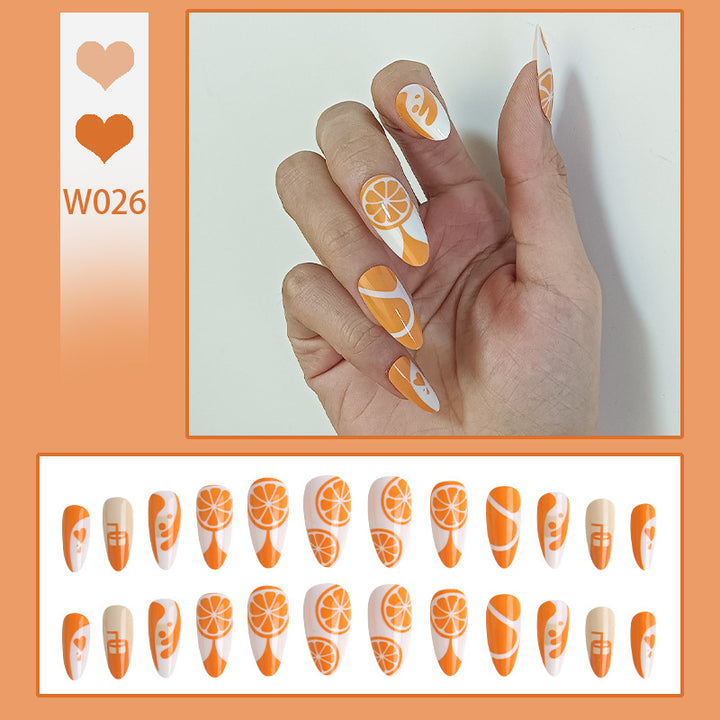 Artificial Nail Set with Fruity Orange Design Bowlift