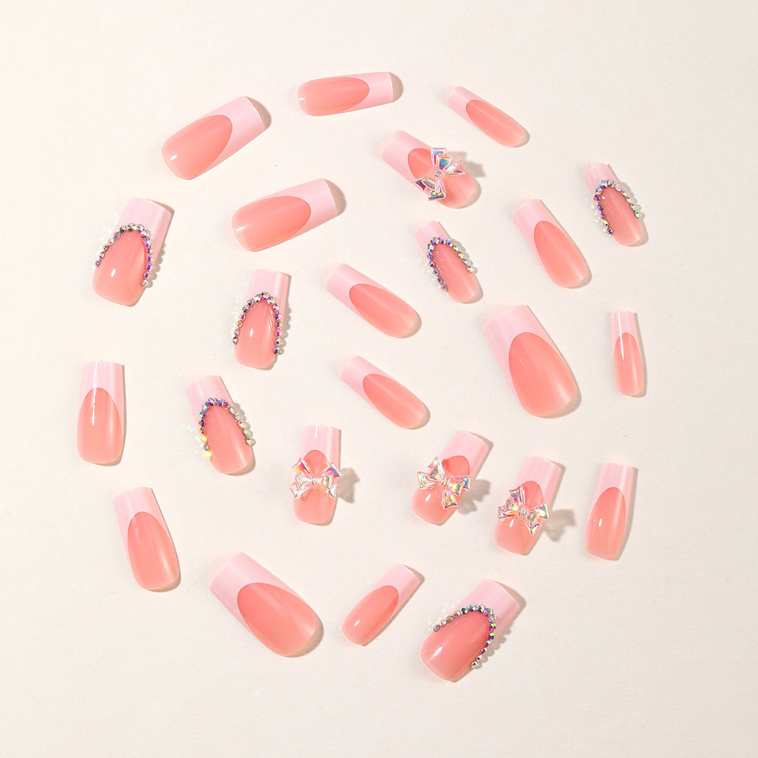 Elegant 3D French Tip Nail Extensions Bowlift