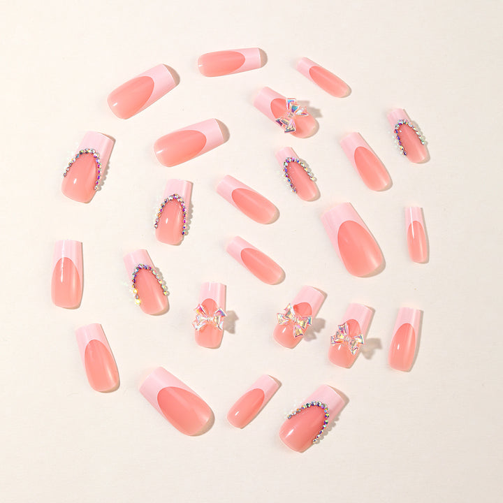 Elegant 3D French Tip Nail Extensions Bowlift