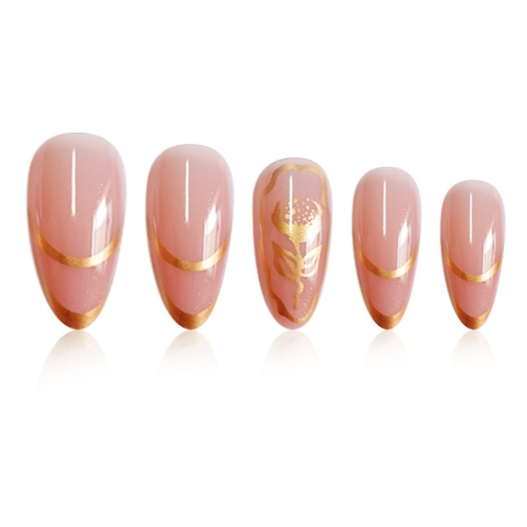 Elegant Floral Press-On Nail Set Bowlift 1787913793