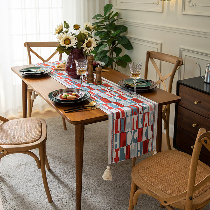 Decorative Letter Print Table Runner