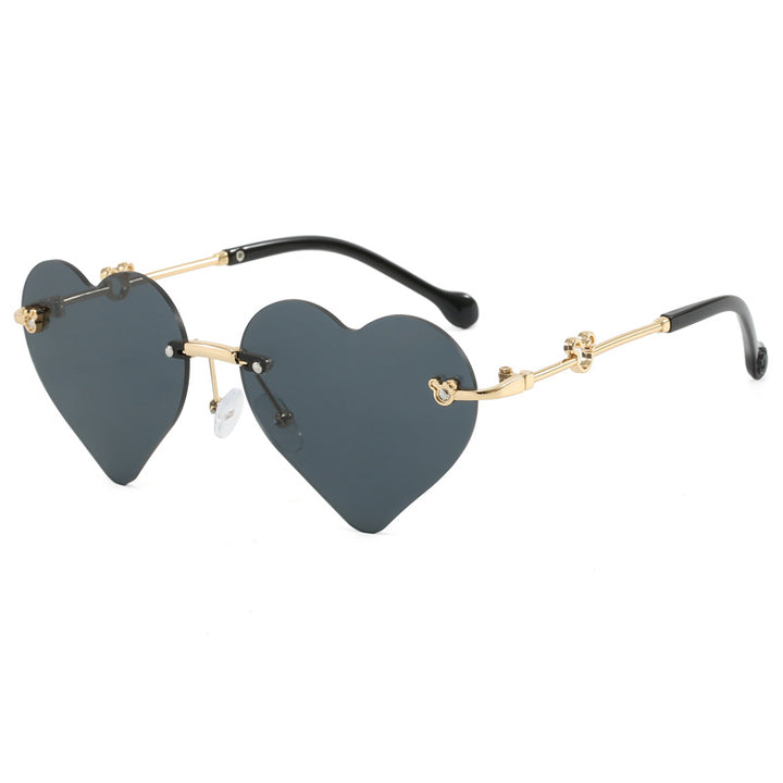 Women's Heart-Shaped Sunglasses with Mirrored Lenses Bowlift