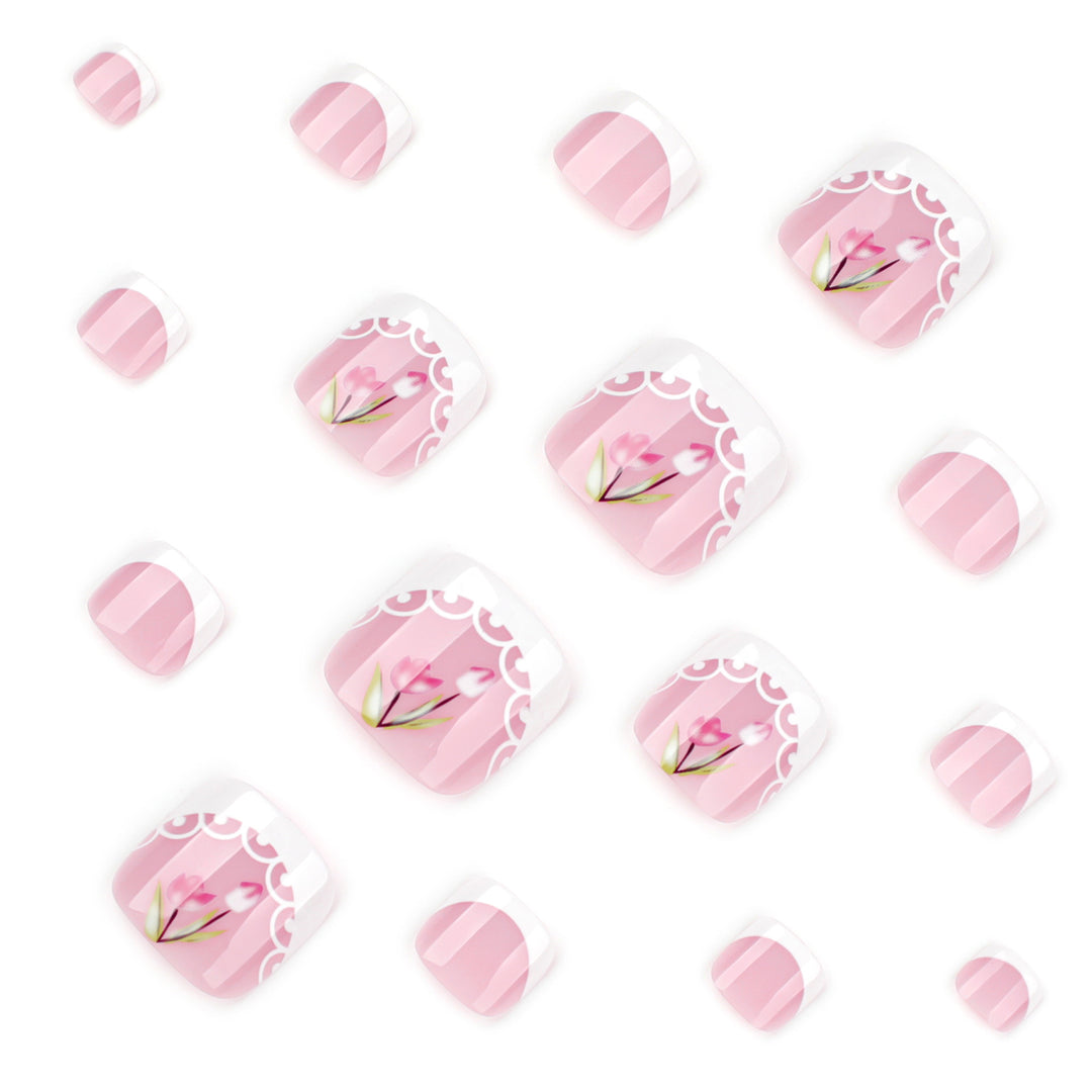 Artful toenail art in romantic floral design Bowlift