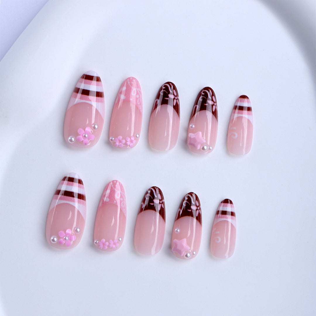 Artificial Fingernails In Elegant Floral Design Bowlift