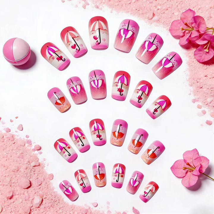 Artistic Umbrella-Themed Nail Art Bowlift