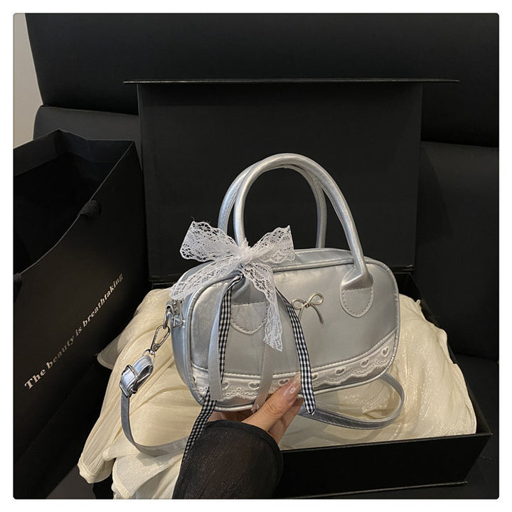 Elegant Lace-Trimmed Bow Handbag Bowlift