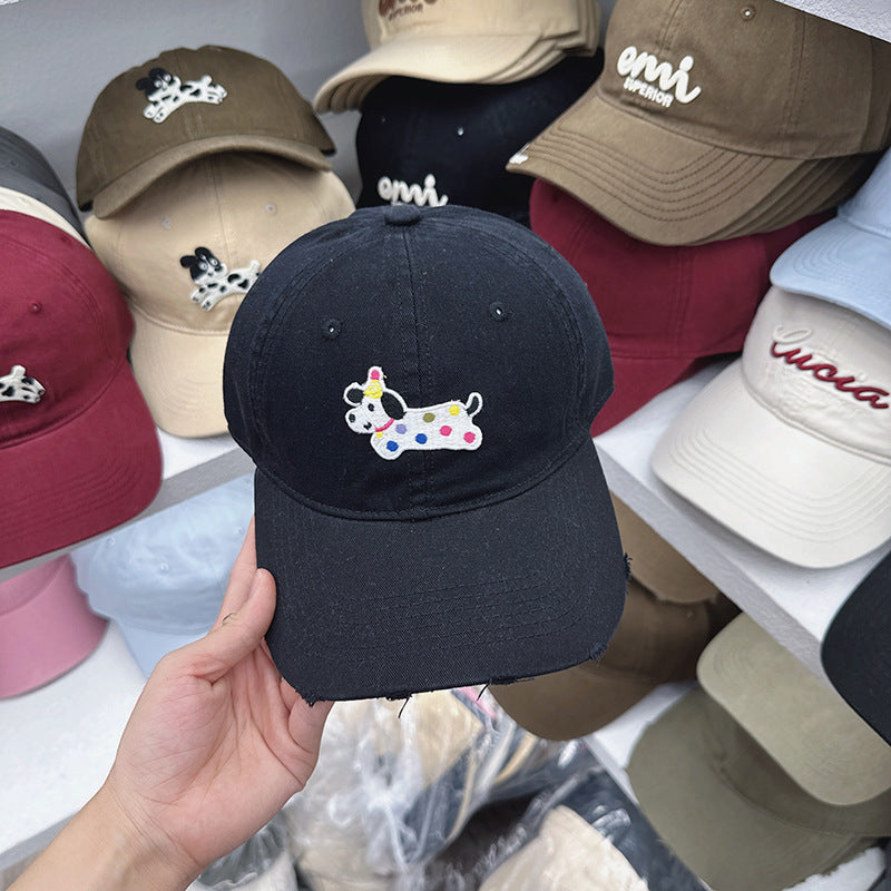Women's Cute Embroidered Dog-Themed Baseball Cap Bowlift