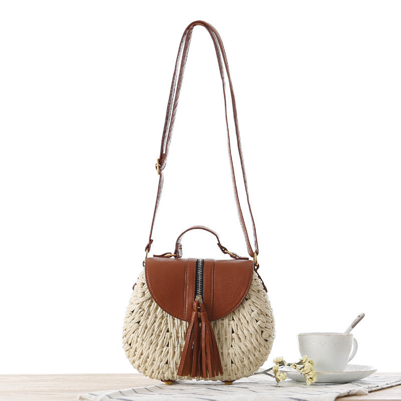 Handbag with Unique Woven Design and Elegant Flap Bowlift
