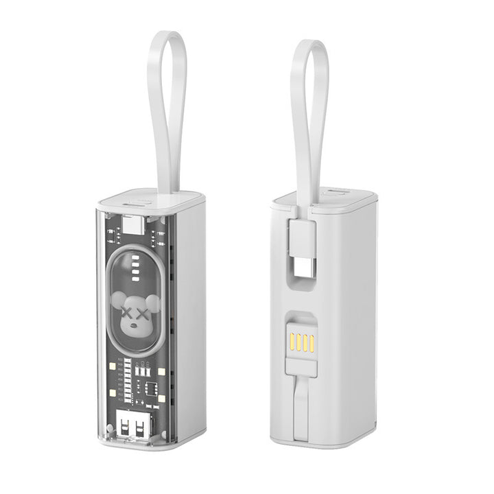 Portable power bank with integrated charging concept and practical carrying strap Bowlift