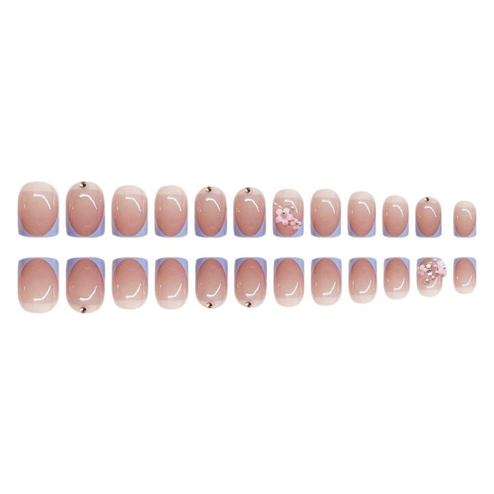 Artistic Press-On Nail Art Set with Floral and Gem Elements Bowlift