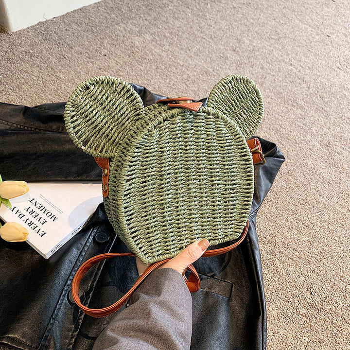 Ladies Round Basket with Rabbit Ear Design Bowlift