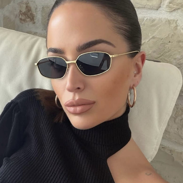 Women's geometric sunglasses with protective UV filter and minimalist metal frame Bowlift