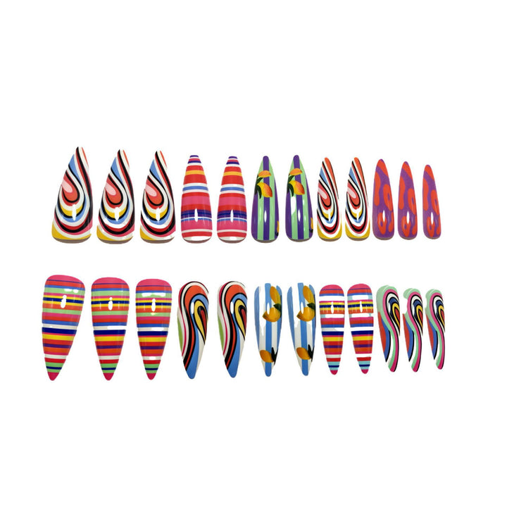 Creative artificial nails with multicolor design Bowlift