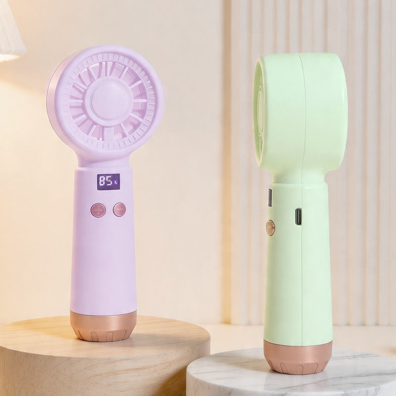 Ladies Portable Hand Fan with Digital Display Bowlift